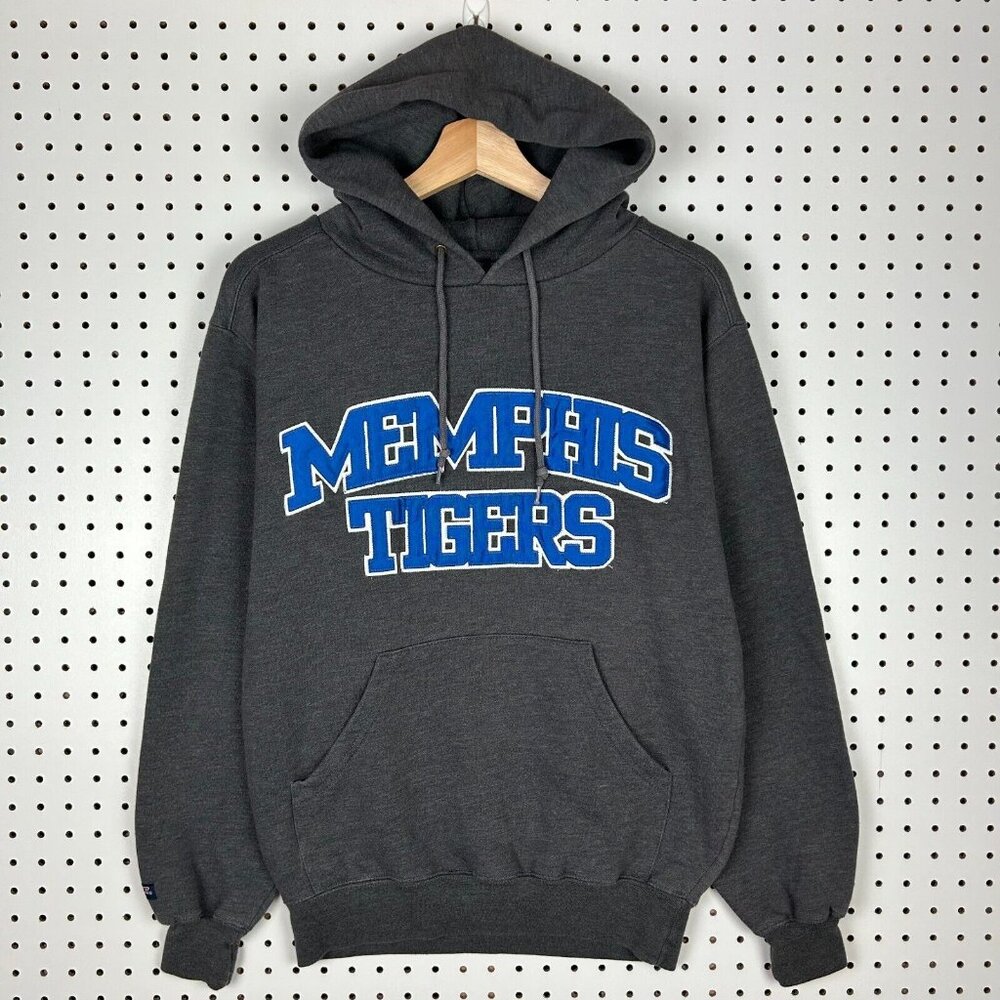 Vtg Memphis Tigers Hoodie Sweatshirt Size Small Jansport Gray Blue Y2K‎ Stitched